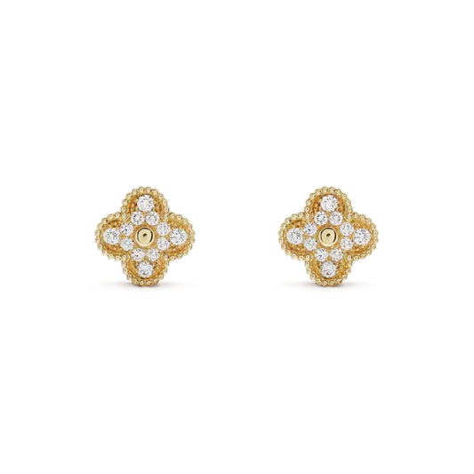 [Bling Jewelrys ]CLOVER MEDIUM 1 MOTIFS FUll DIAMOND EARRINGS