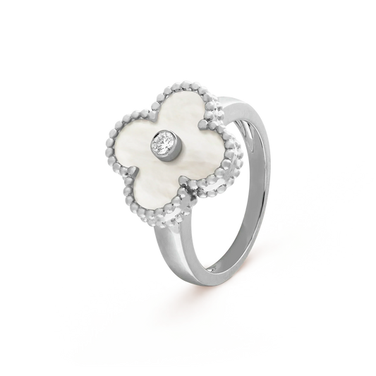 [Bling Jewelrys ]CLOVER SILVER MOP DIAMOND RING