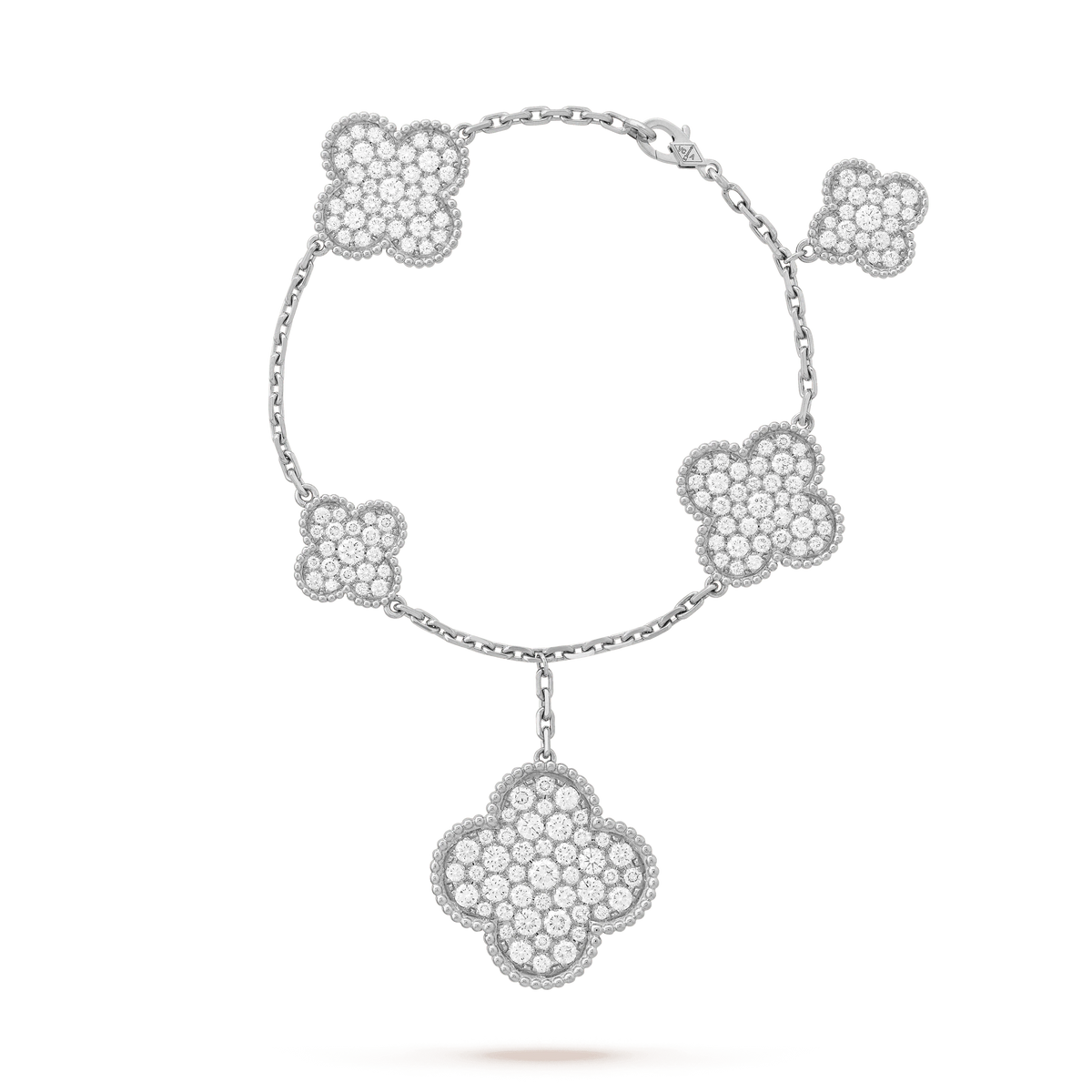 [Bling Jewelrys ]CLOVER 6 MOTIFS SILVER DIAMOND BRACELET