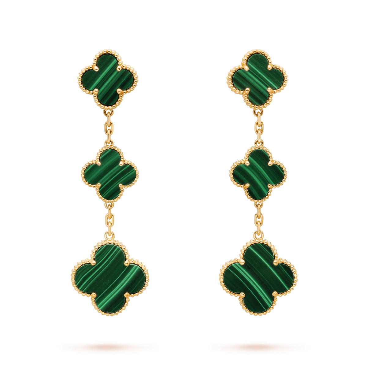 [Bling Jewelrys ]CLOVER MALACHITE 3 MOTIFS GOLD