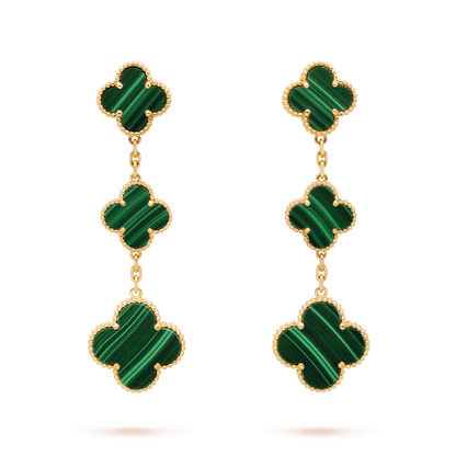 [Bling Jewelrys ]CLOVER MALACHITE 3 MOTIFS GOLD