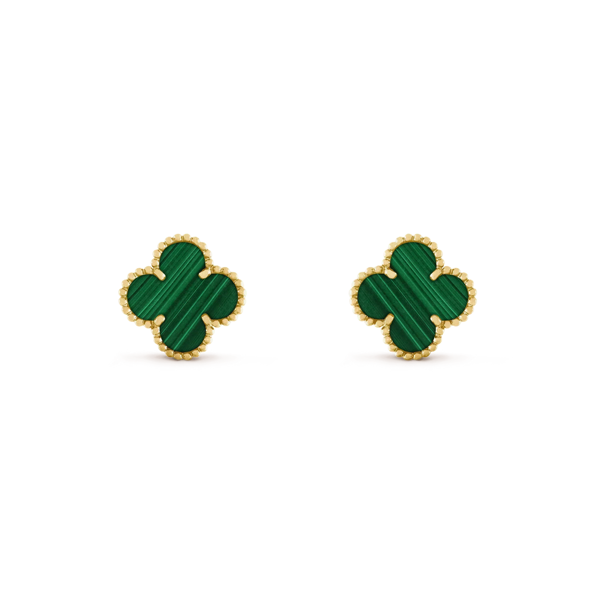 [Bling Jewelrys ]CLOVER MEDIUM 1 MOTIFS MALACHITE  EARRINGS