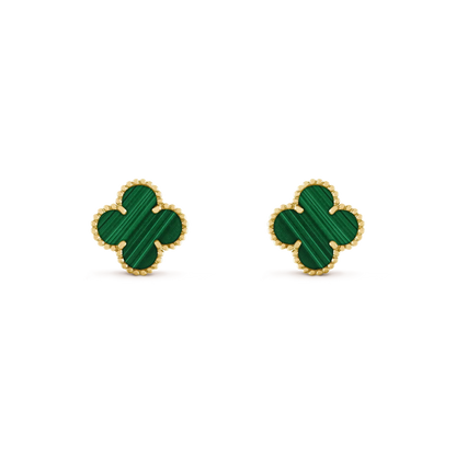 [Bling Jewelrys ]CLOVER MEDIUM 1 MOTIFS MALACHITE  EARRINGS