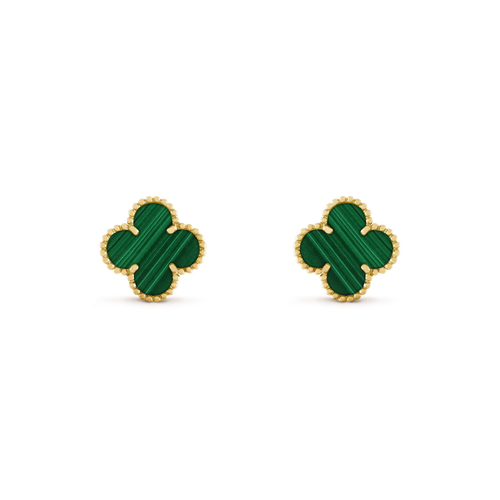 [Bling Jewelrys ]CLOVER MEDIUM 1 MOTIFS MALACHITE  EARRINGS