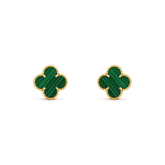 [Bling Jewelrys ]CLOVER MEDIUM 1 MOTIFS MALACHITE  EARRINGS