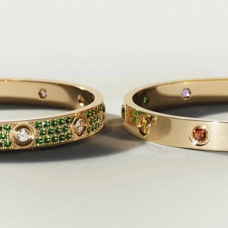 [Bling Jewelrys]クラシック 6.1mm ラブブレスレット 10ダイヤモンド マルチカラー