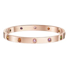 [Bling Jewelrys]クラシック 6.1mm ラブブレスレット 10ダイヤモンド マルチカラー