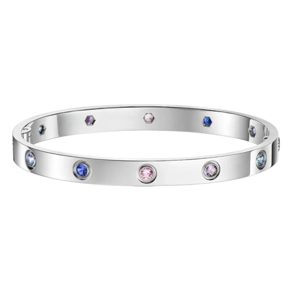 [Bling Jewelrys]クラシック 6.1mm ラブブレスレット 10ダイヤモンド マルチカラー