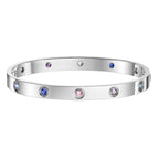 [Bling Jewelrys]クラシック 6.1mm ラブブレスレット 10ダイヤモンド マルチカラー