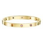 [Bling Jewelrys]クラシック 6.1mm ラブブレスレット 10ダイヤモンド マルチカラー