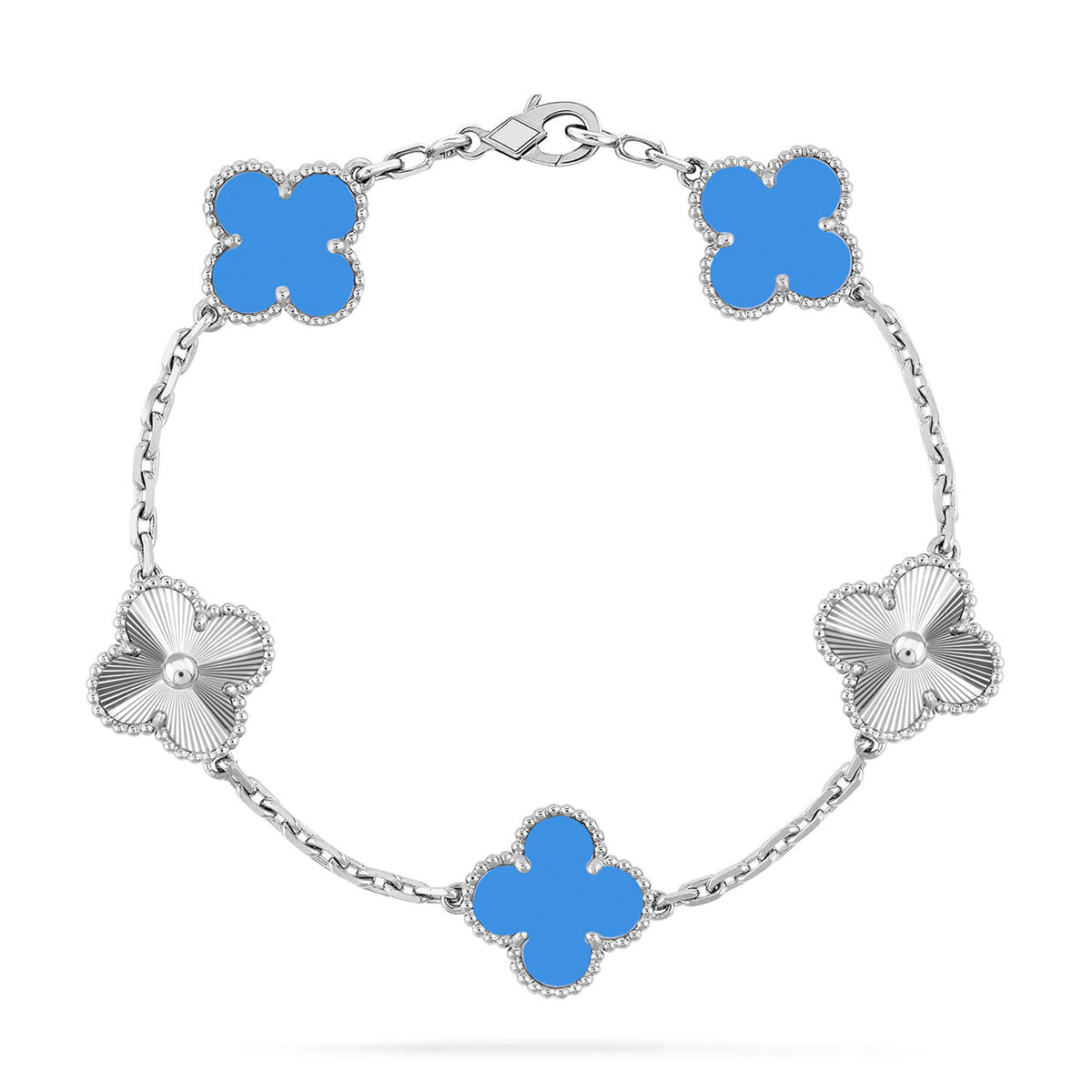 {
  "Bling Jewelrys": "ブリング・ジュエリー",
  "CLOVER 5 MOTIF BLUE AGATE BRACELET COLLECTION": "クローバー 5モチーフ ブルーアゲート ブレスレット コレクション"
}
