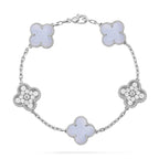 [Bling Jewelrys ] CLOVER 5 MOTIF PURPLE CHALCEDONY BRACELET COLLECTION