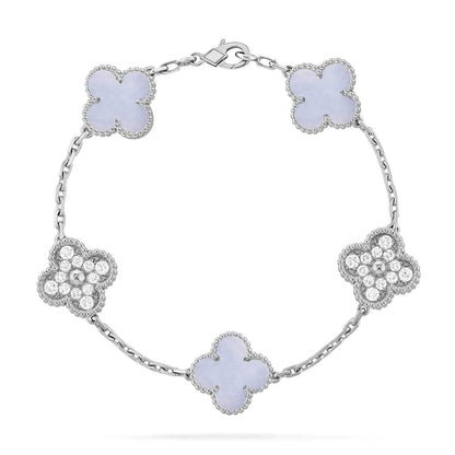 [Bling Jewelrys ] CLOVER 5 MOTIF PURPLE CHALCEDONY BRACELET COLLECTION