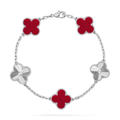 [Bling Jewelrys ] CLOVER 5 MOTIF RED CORNELIAN BRACELET COLLECTION