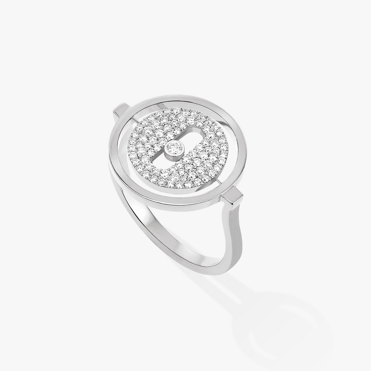 [Bling Jewelrys]Lucky Move Paved Silver Diamond Ring