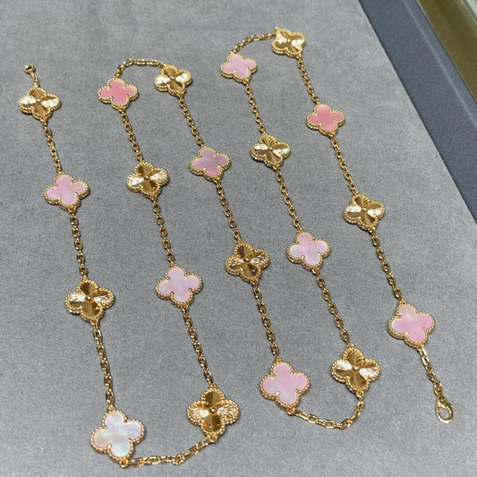 [Bling Jewelrys] CLOVER 20 MOTIVE LASER PINK MUTTERPERLMUTT HALSKETTE
