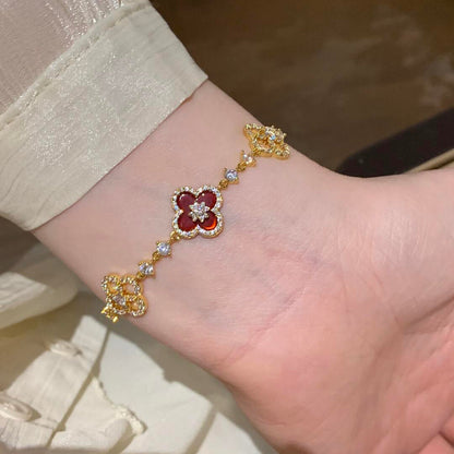 [Bling Jewelrys] KLEEBATT 5-MOTIV ARMBAND ROSA BLAU ROT WEISS