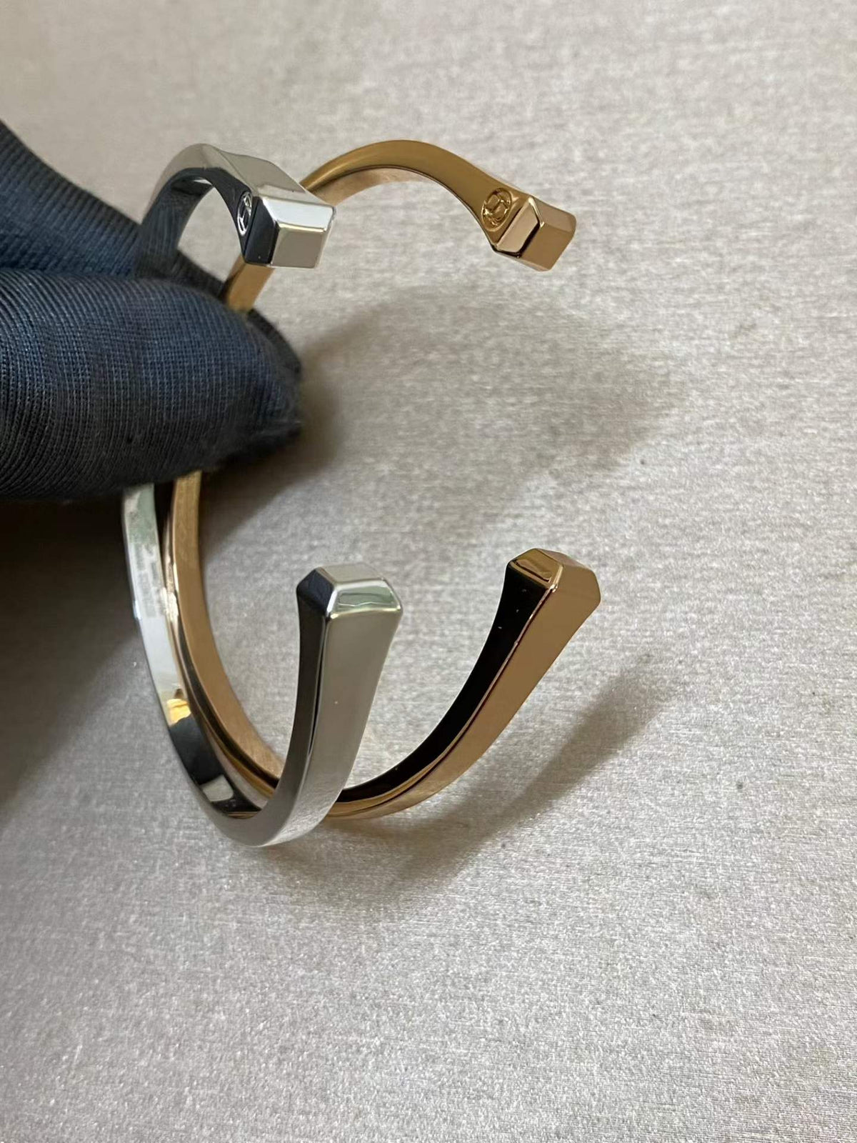 [Bling Jewelrys]CLOU DE FORGE SQUARE CONE STUDS OPEN CUFF ONE SIZE
