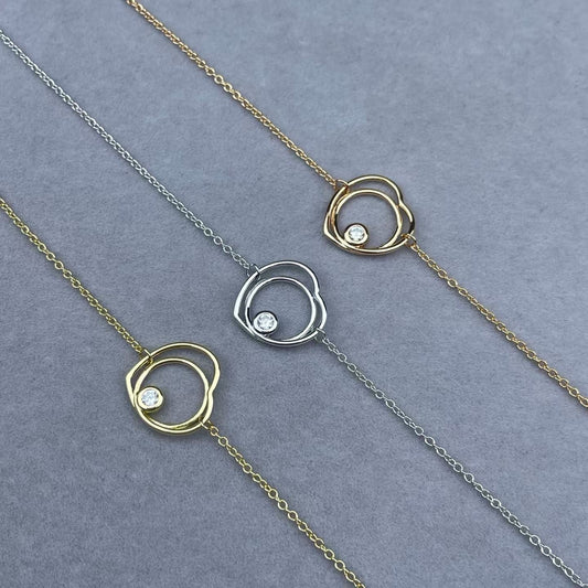 [Bling Jewelrys]HOLLOW HEART SINGLE DIAMOND BRACELET