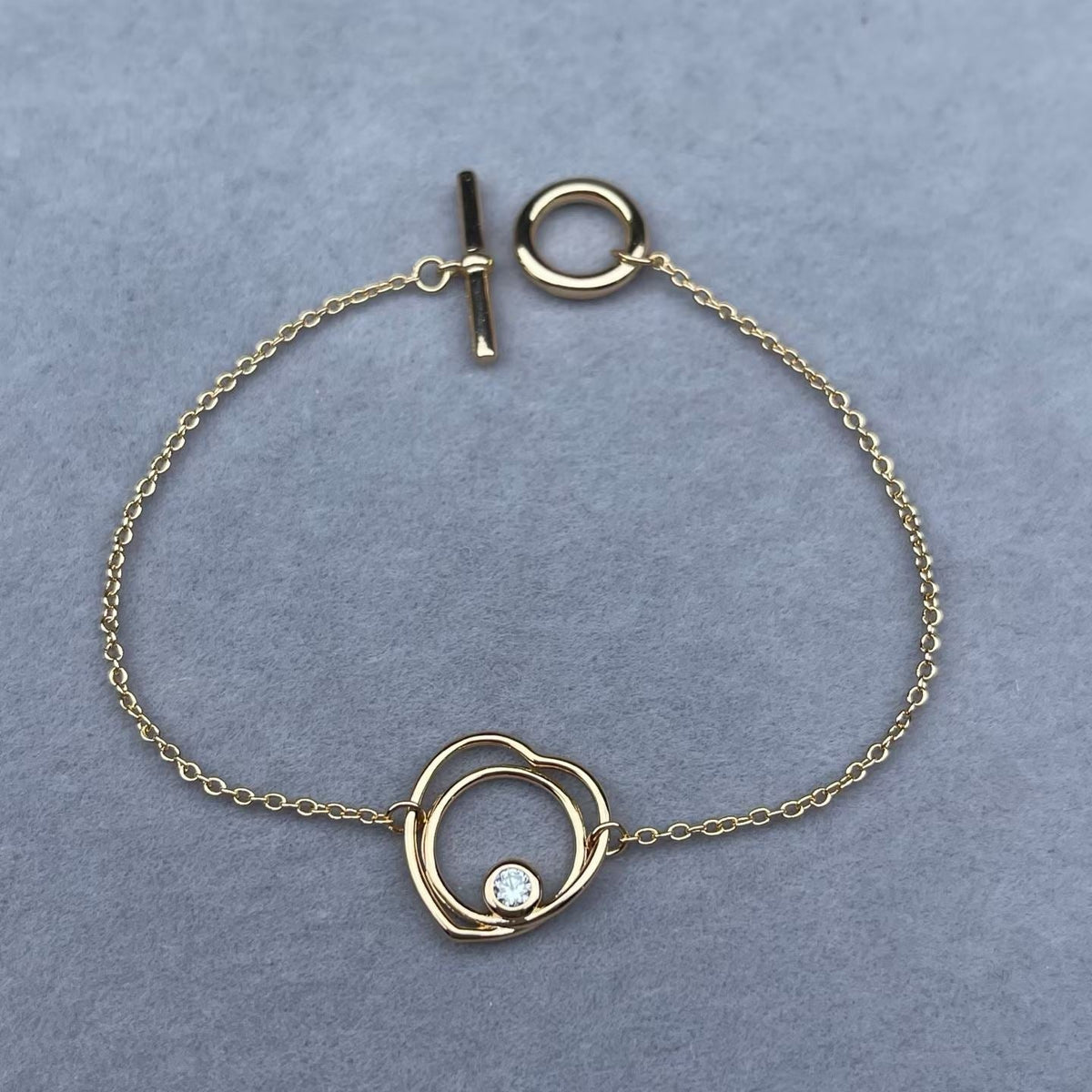 [Bling Jewelry] ホローハート シングルダイヤモンド ブレスレット