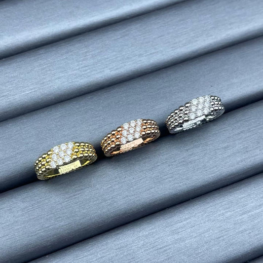 [Bling Jewelrys]SCHMALER PERLENRING MIT DIAMANTEN