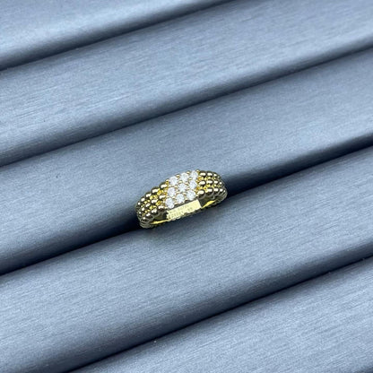 [Bling Jewelrys]NARROW BEADED RING WITH DIAMONDS