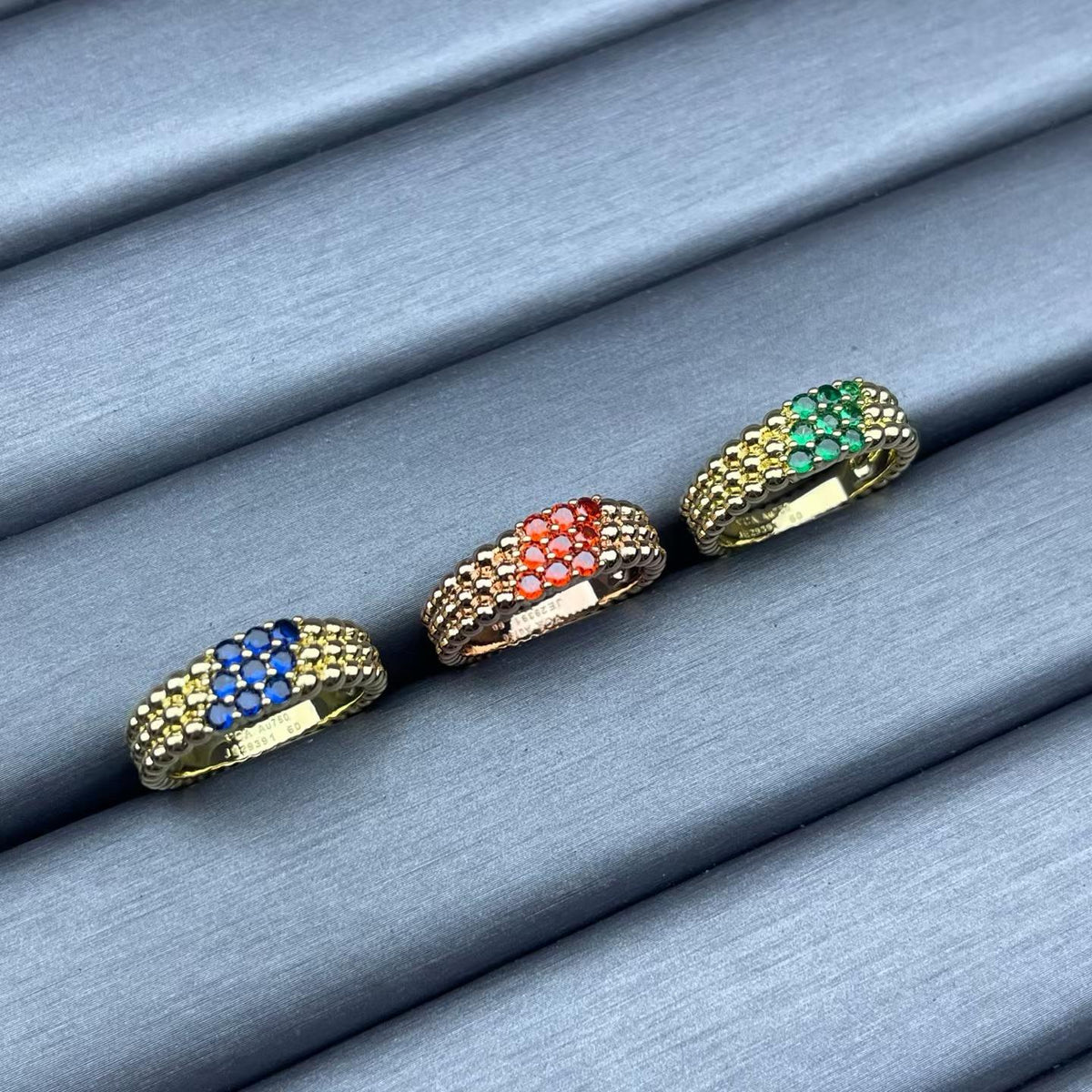 [Bling Jewelrys]NARROW BEADED RING WITH DIAMONDS