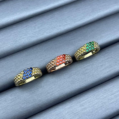 [Bling Jewelrys]NARROW BEADED RING WITH DIAMONDS