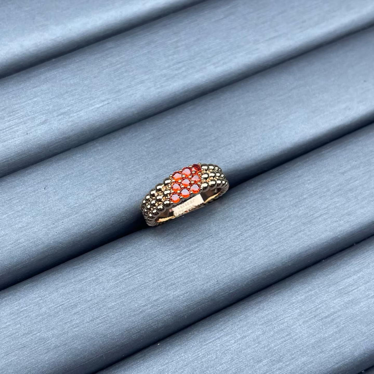 [Bling Jewelrys]SCHMALER PERLENRING MIT DIAMANTEN