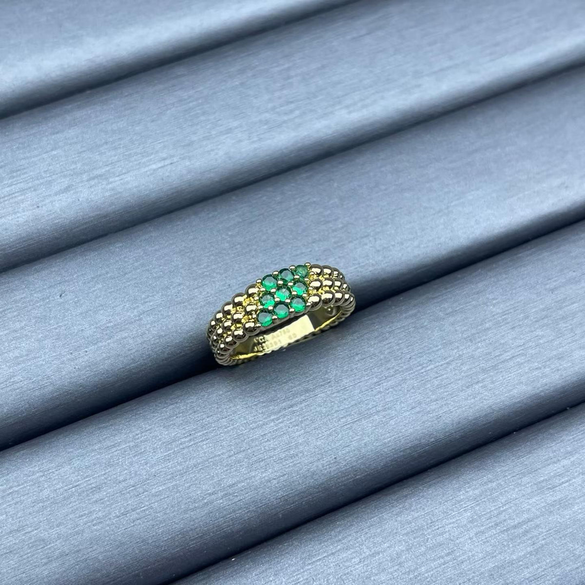 [Bling Jewelrys]NARROW BEADED RING WITH DIAMONDS