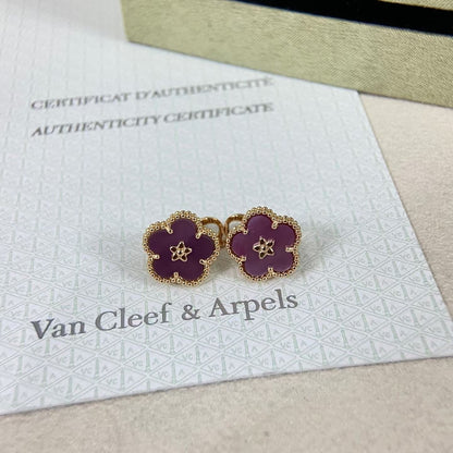 [Bling Jewelrys]NEUE LILA PFLAUMENDUFT PFLAUMENBLÜTEN GOLD OHRRINGE