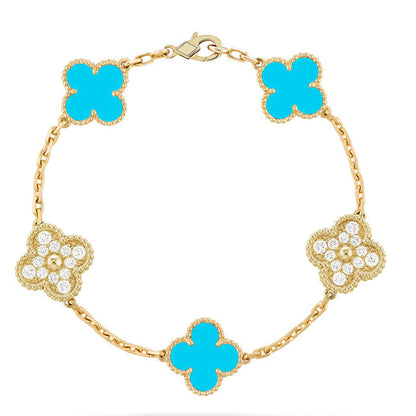 [Bling Jewelrys ] CLOVER 5 MOTIF TURQUOISE BRACELET COLLECTION