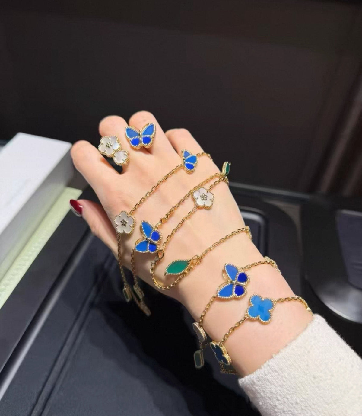 [Bling Jewelrys] LUCKY SPRING GOLD BLAUSTEIN WEISSES PERLMUTT ARMBAND