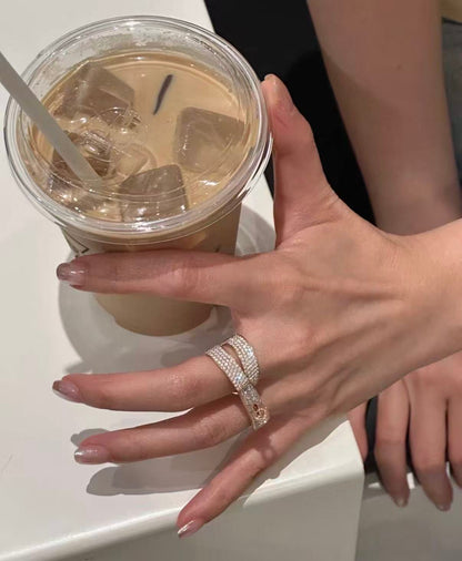 [Bling Jewelrys]NEW STYLE FULL CIRCLE DOUBLE DIAMOND RING