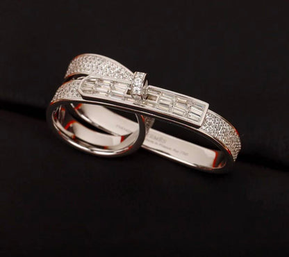 [Bling Jewelrys]NEW STYLE FULL CIRCLE DOUBLE DIAMOND RING