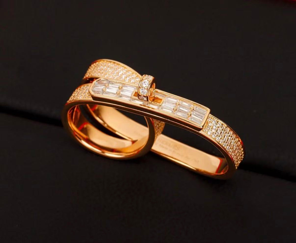 [Bling Jewelrys]NEW STYLE FULL CIRCLE DOUBLE DIAMOND RING