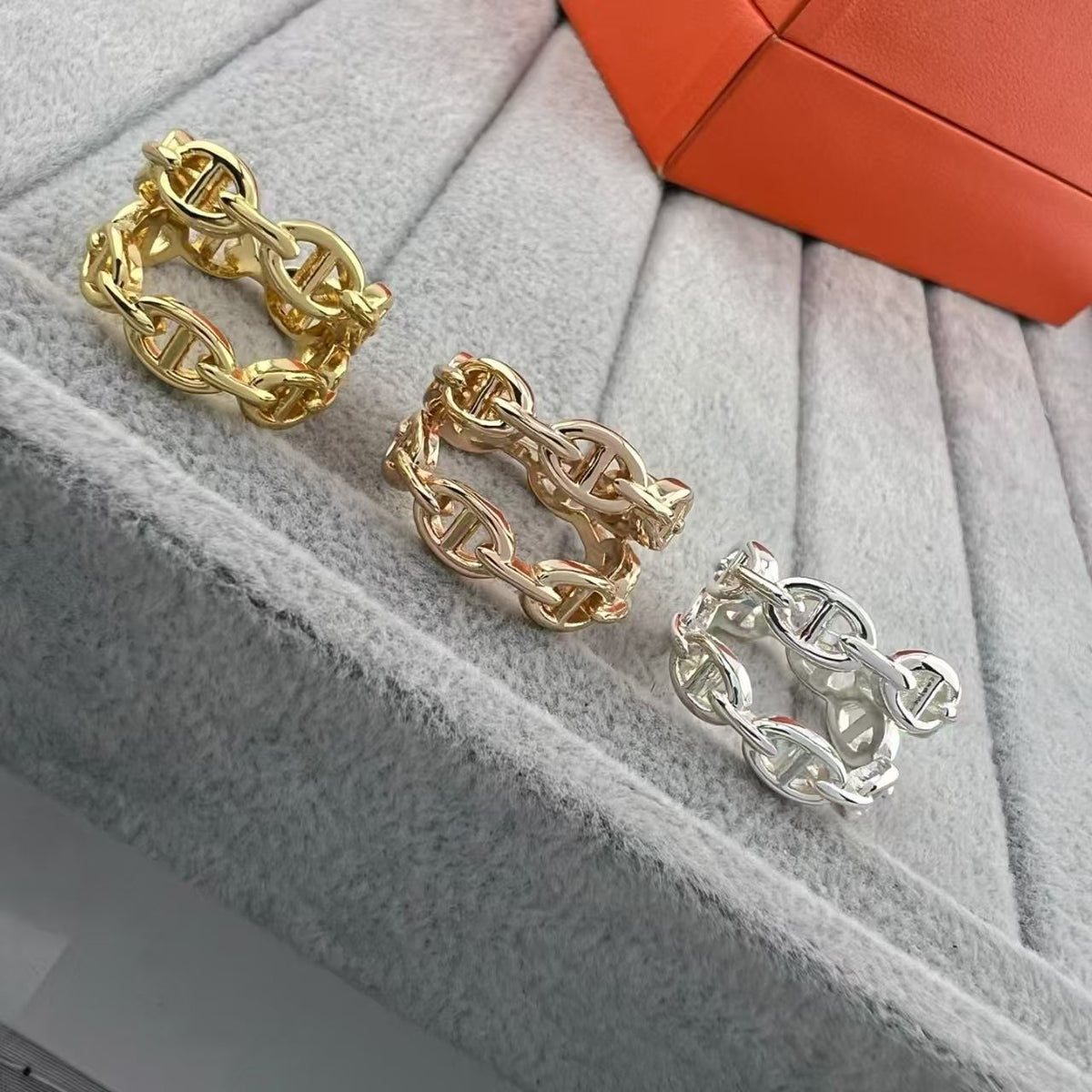 [Bling Jewelrys]GLOSSY FINISH SQUARE COMBINATION DOUBLE-LAYER PIG NOSE RING