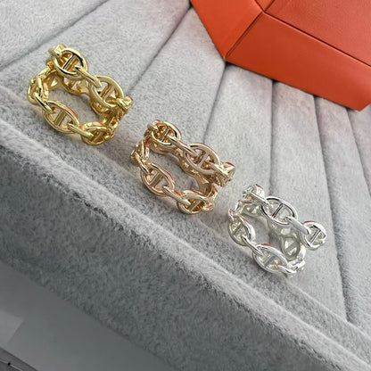 [Bling Jewelrys]GLOSSY FINISH SQUARE COMBINATION DOUBLE-LAYER PIG NOSE RING