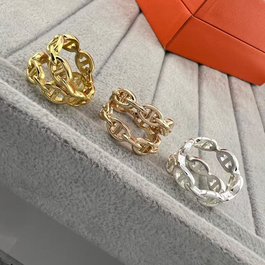 [Bling Jewelrys]GLOSSY FINISH SQUARE COMBINATION DOUBLE-LAYER PIG NOSE RING
