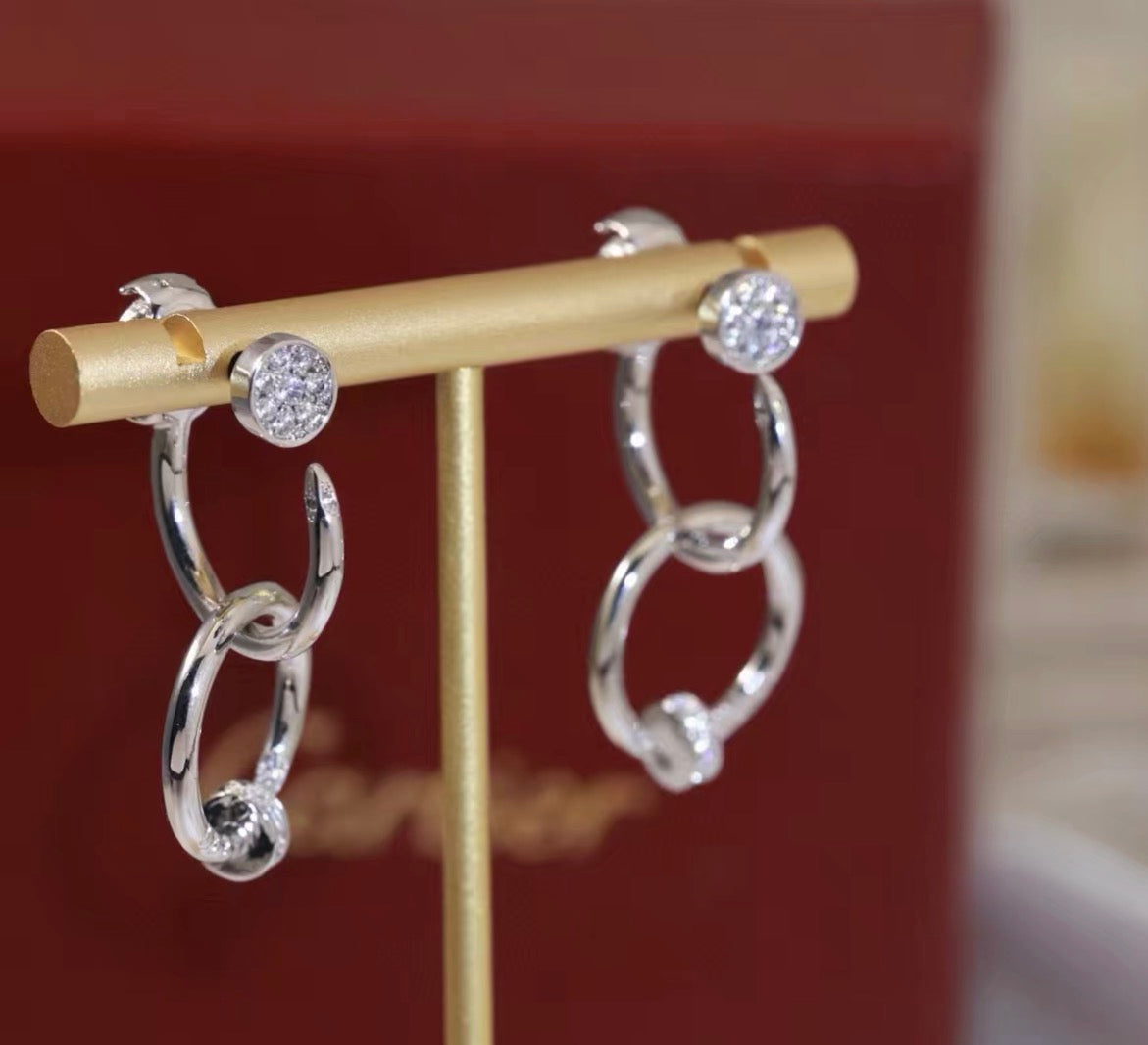 [Bling Jewelrys]ネイルコレクション ダイヤモンドセット ダブルフープピアス