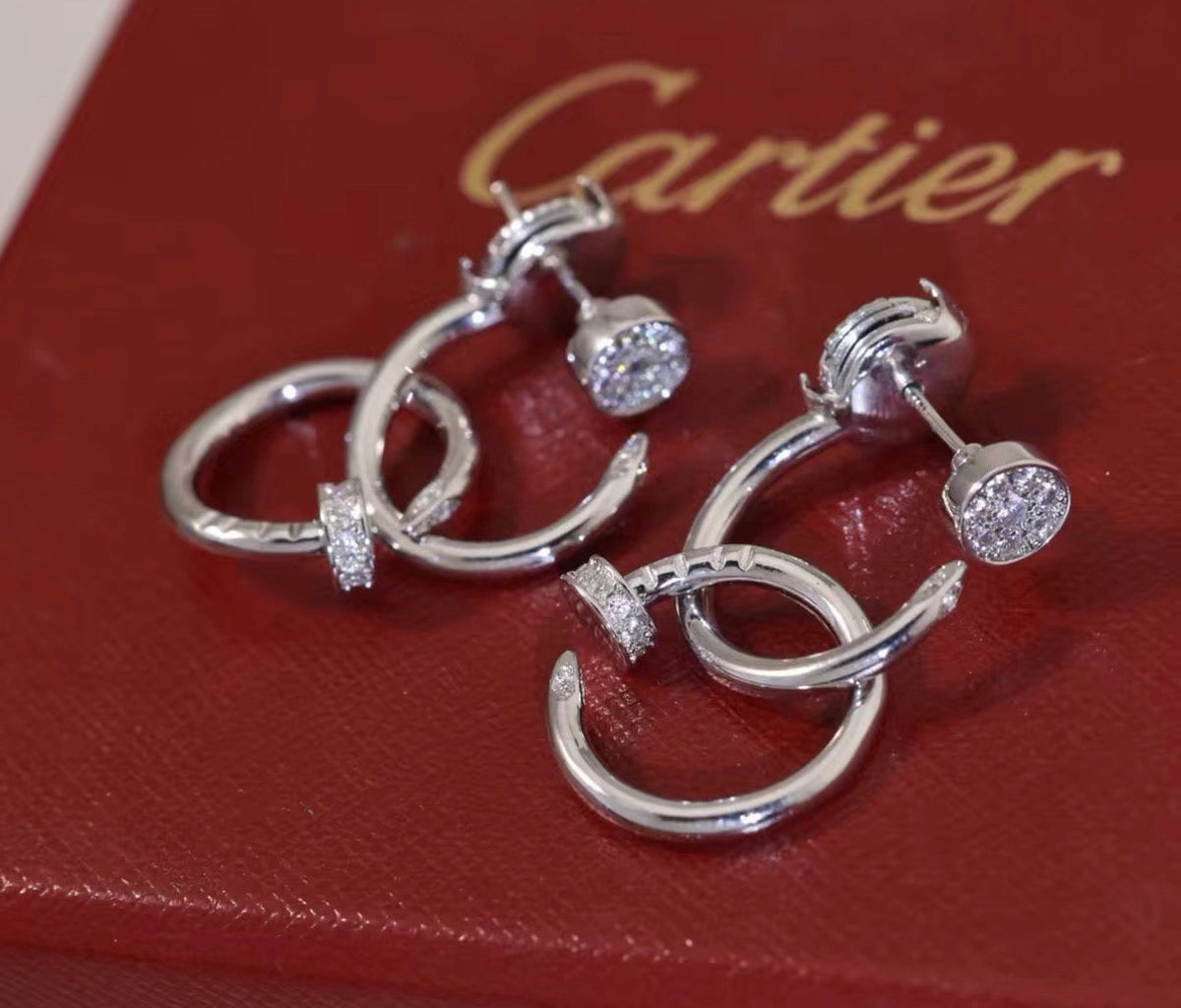 [Bling Jewelrys]ネイルコレクション ダイヤモンドセット ダブルフープピアス