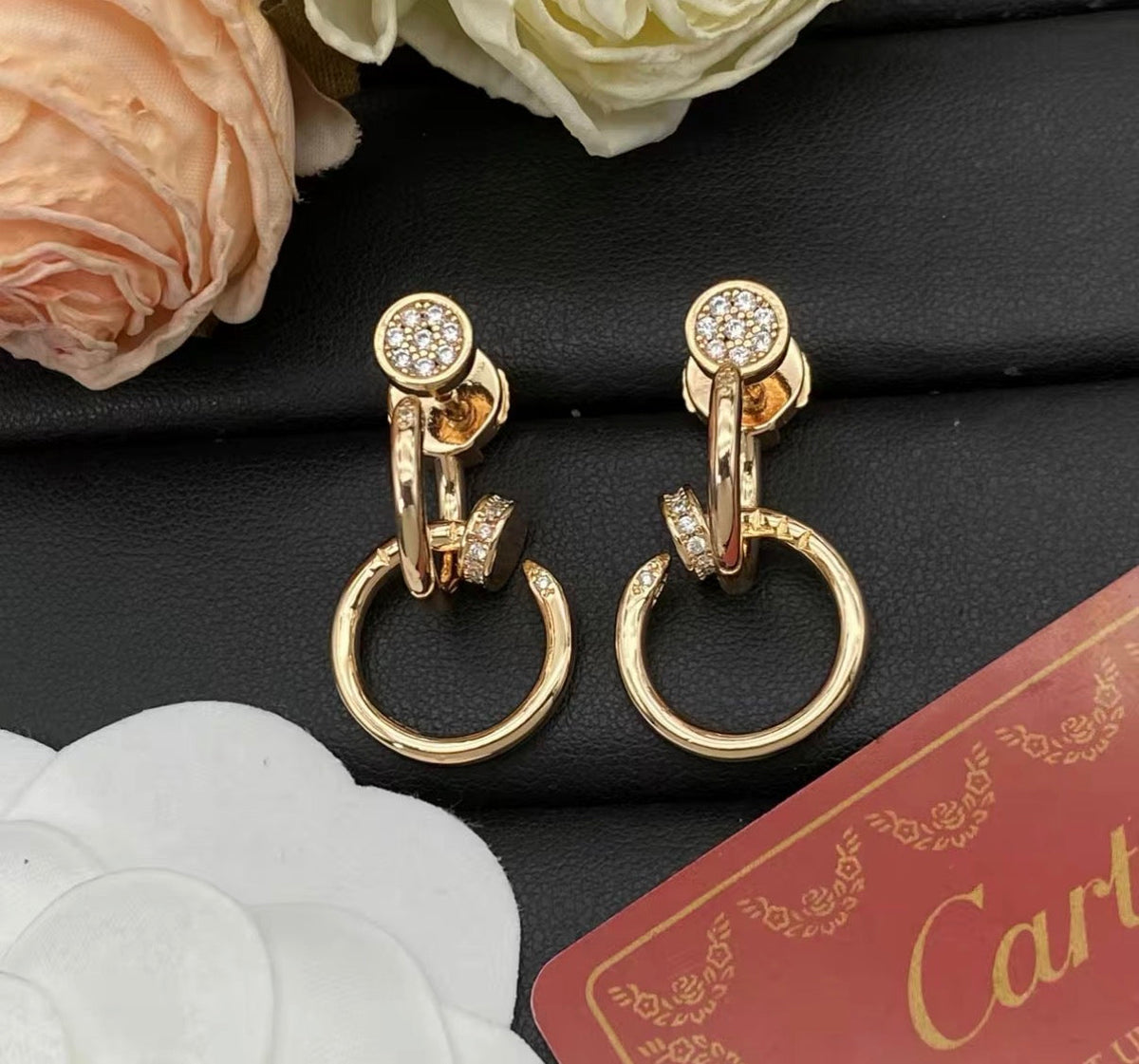 [Bling Jewelrys]ネイルコレクション ダイヤモンドセット ダブルフープピアス