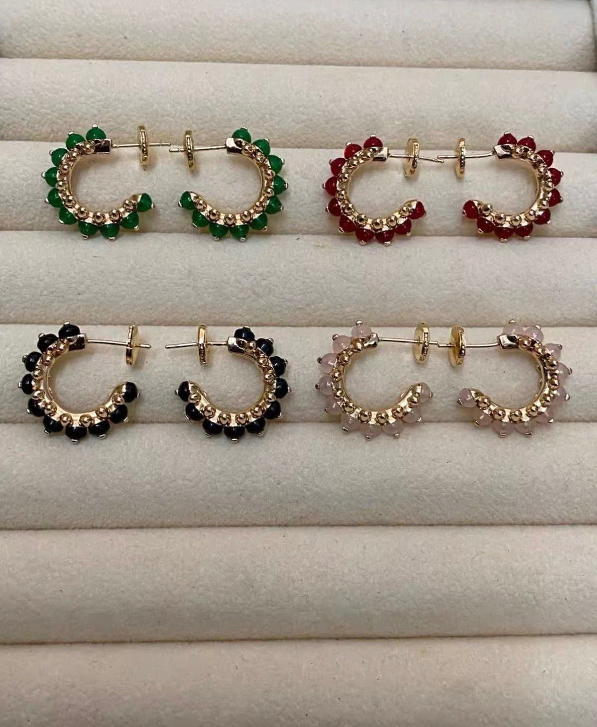 [Bling Jewelrys]CLASH COLLECTION AGATE CHALCEDONY STUD EARRINGS