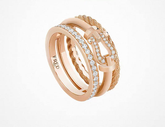 [Bling Jewelrys]FORCE 10 RISE SERIES LARGE-SIZED 18K GOLD HALF-SET DIAMOND RING