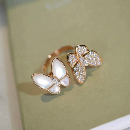 [Bling Jewelrys ]TWIN BUTTERFLY DIAMOND MOP RING