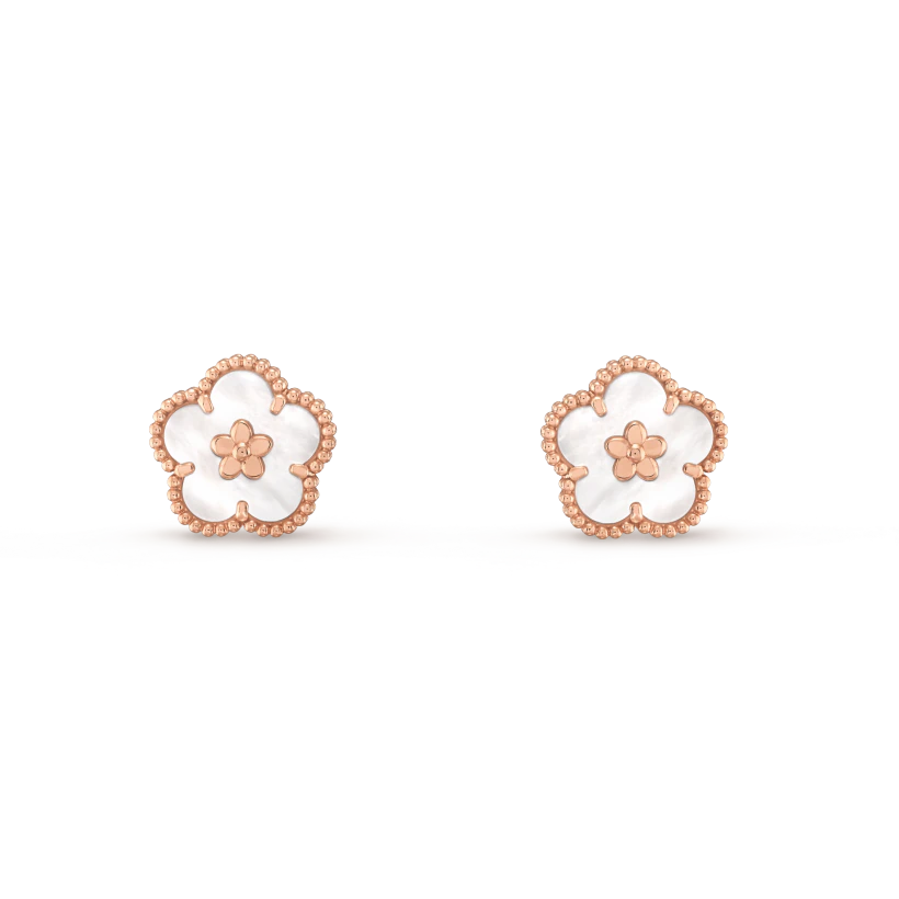 [Bling Jewelrys] GLÜCKSBRINGENDE OHRRINGE AUS ROSÉGOLD MIT WEISSEM PERLMUTT