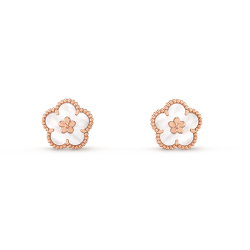 [Bling Jewelrys] GLÜCKSBRINGENDE OHRRINGE AUS ROSÉGOLD MIT WEISSEM PERLMUTT