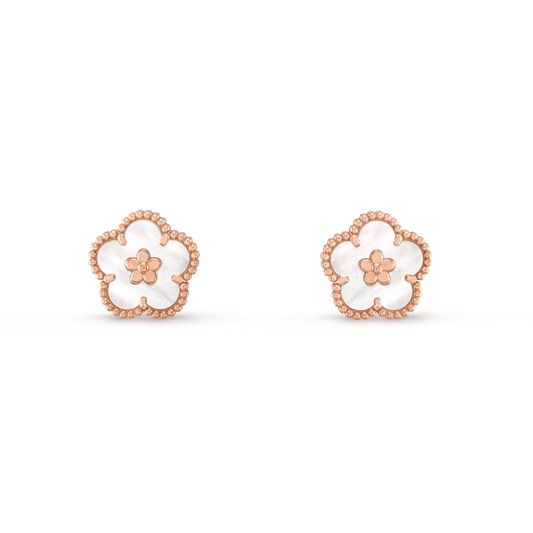 [Bling Jewelrys ]LUCKY PINK GOLD WHITE MOP EARRINGS