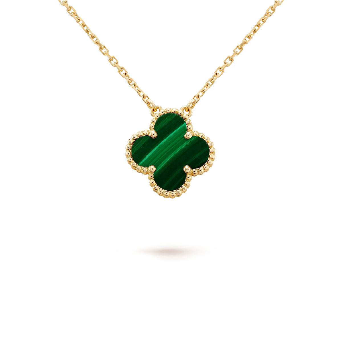 [Bling Jewelry] 15MM MALACHIT-KLEEBATT-HALSKETTE (EINZELBLÜTE)