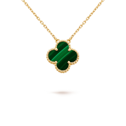 [Bling Jewelry] 15MM MALACHIT-KLEEBATT-HALSKETTE (EINZELBLÜTE)